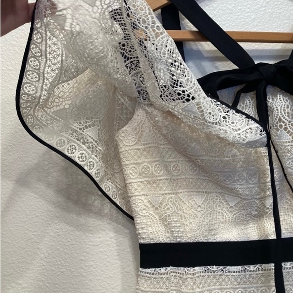 Anthropologie Adelyn Rae Marissa Lace Flounce Dress in Ivory - Picture 4 of 12